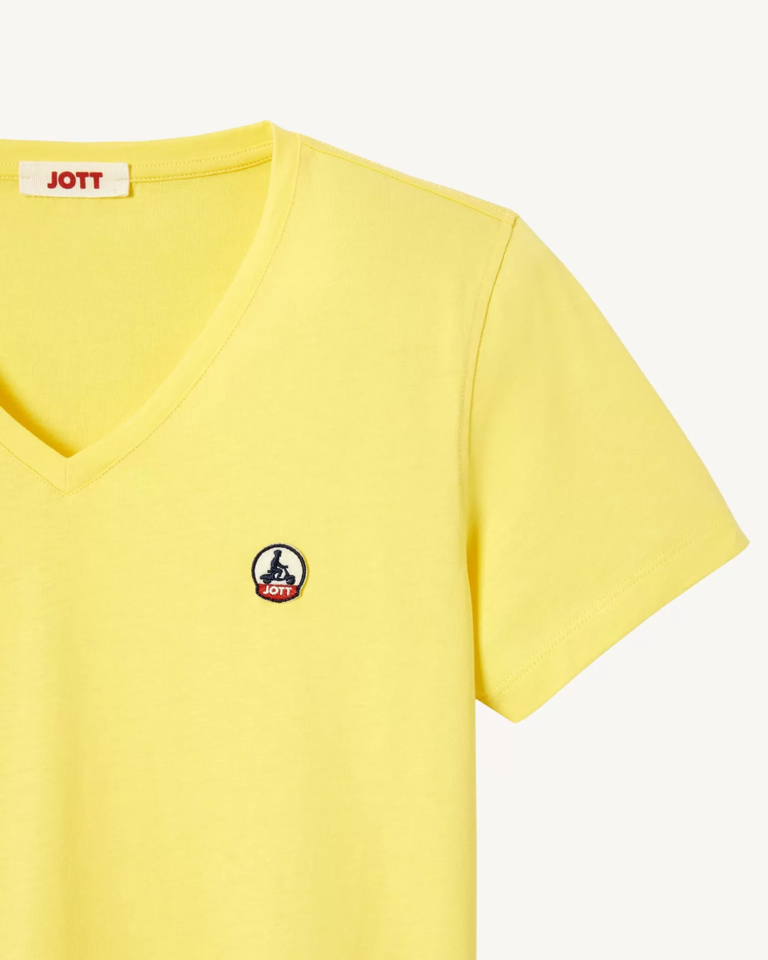 Women JOTT Plain V-Neck Organic Cotton T-Shirt Light Yellow Cancun