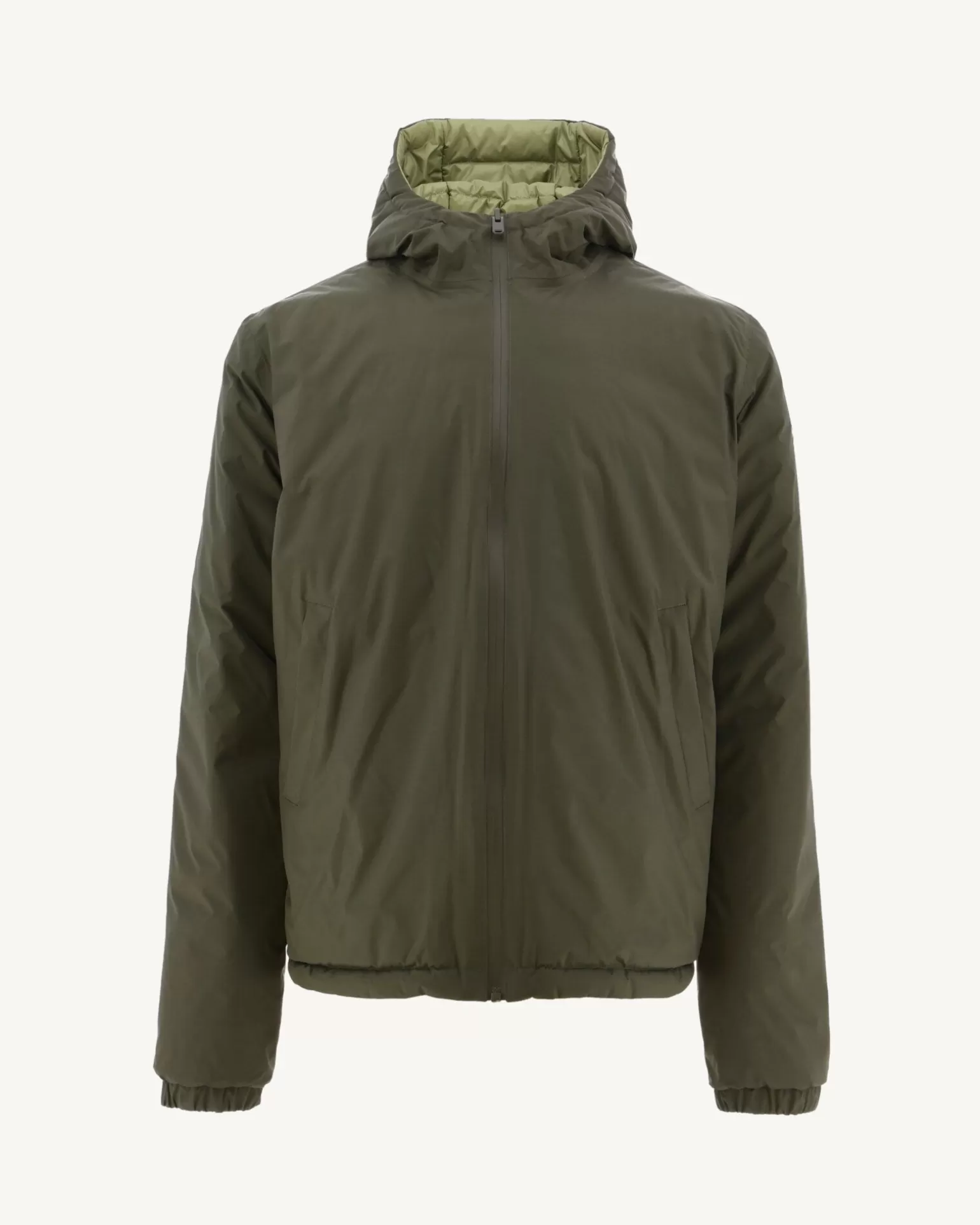 Men JOTT Reversible Hooded Down Jacket Army/Light Khaki Bergen