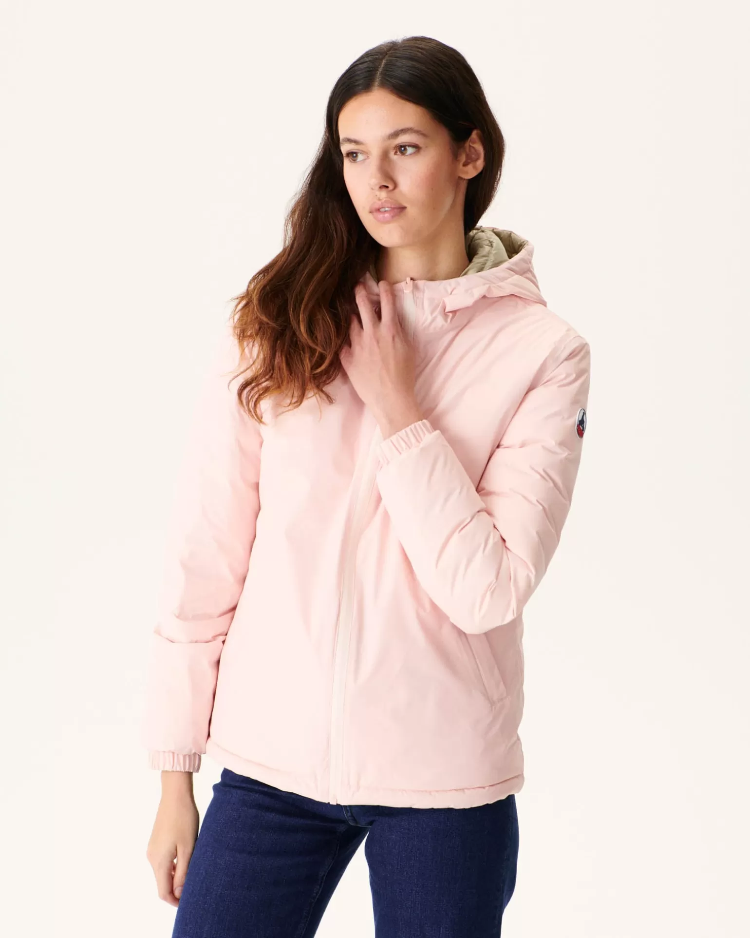 Women JOTT Reversible Hooded Down Jacket Light Pink/Vienna Beige