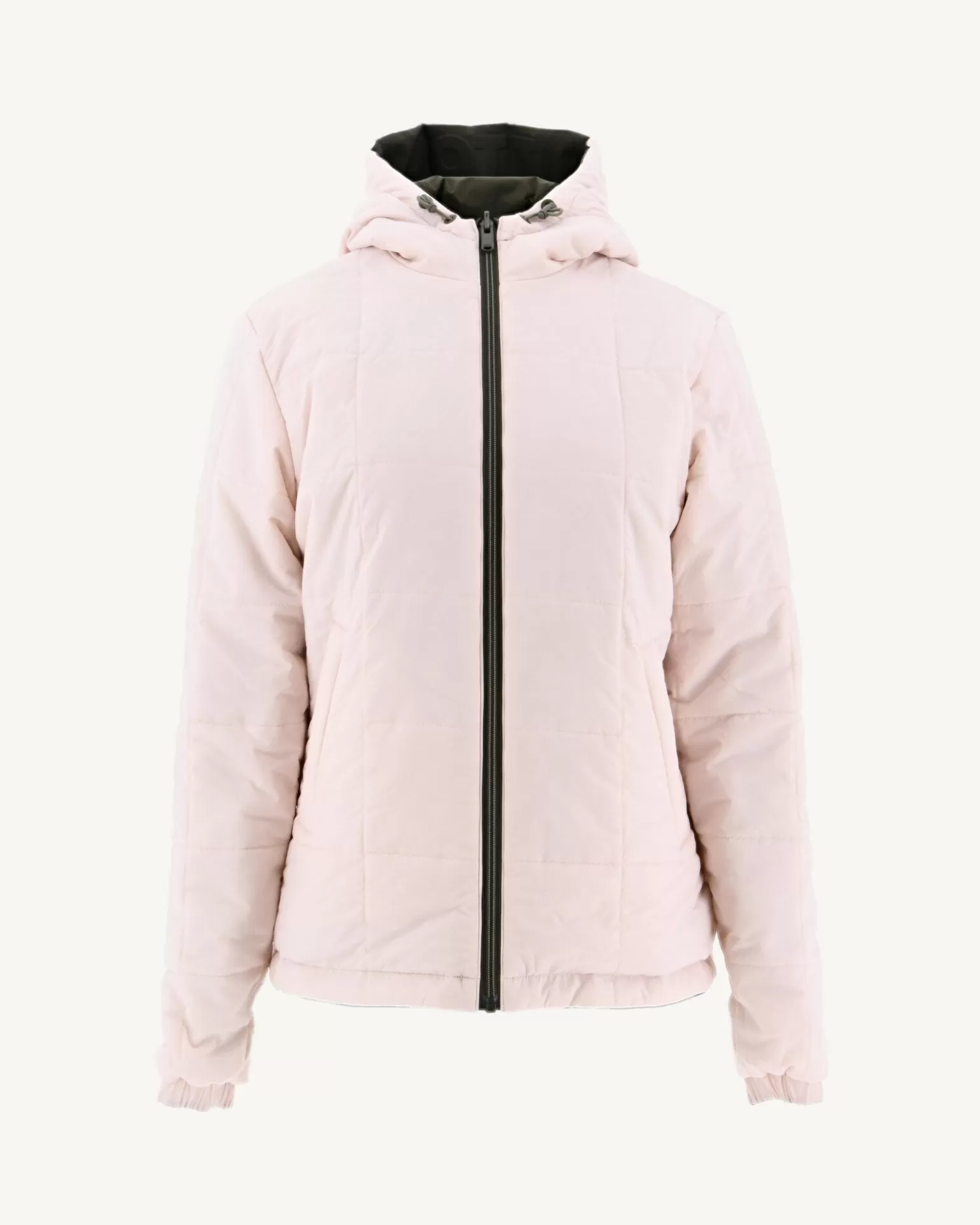 Women JOTT Reversible Hooded Down Jacket Ultralight Army/Light Pink Kara