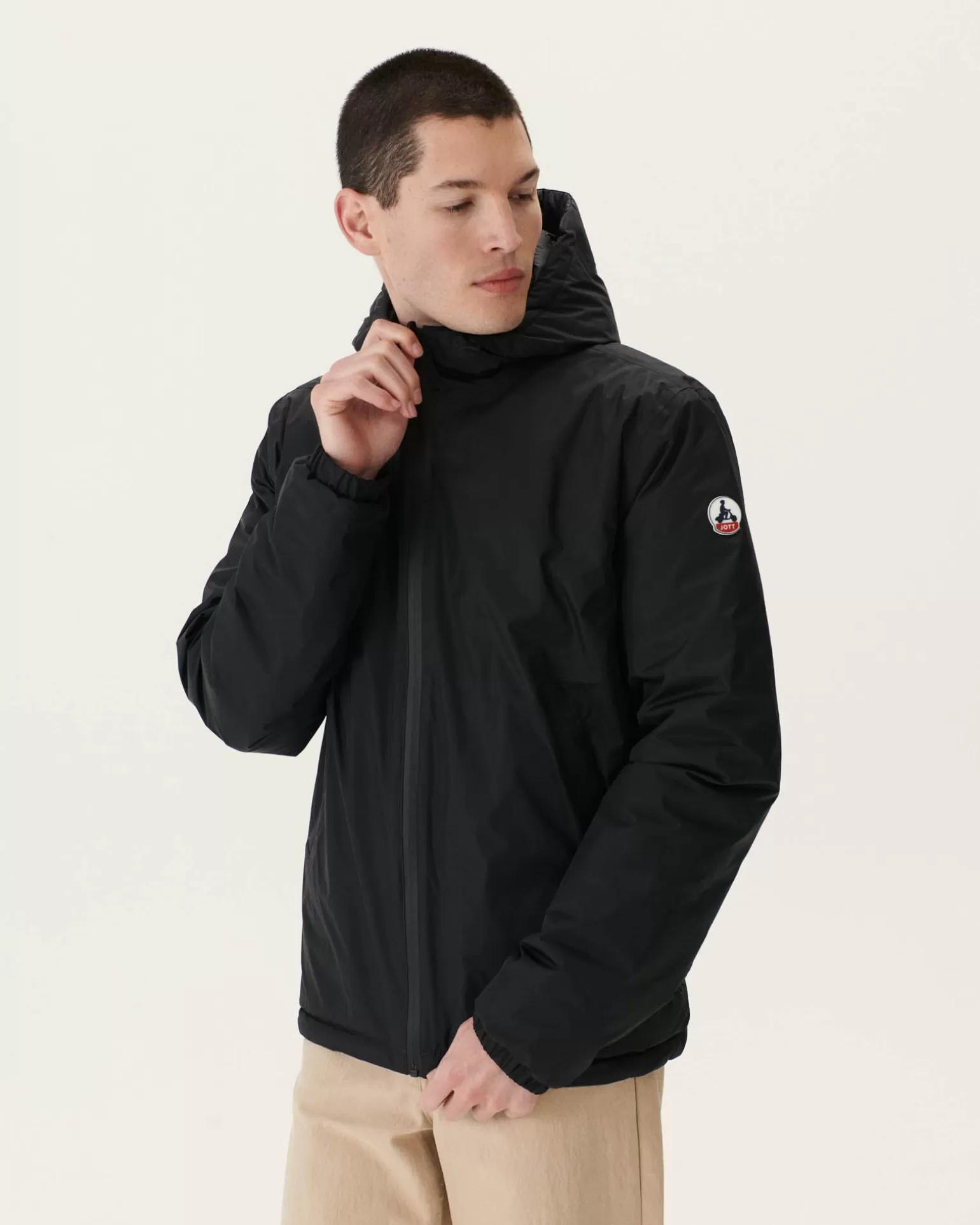 Men JOTT Reversible Hooded Puffer Jacket Black Bergen