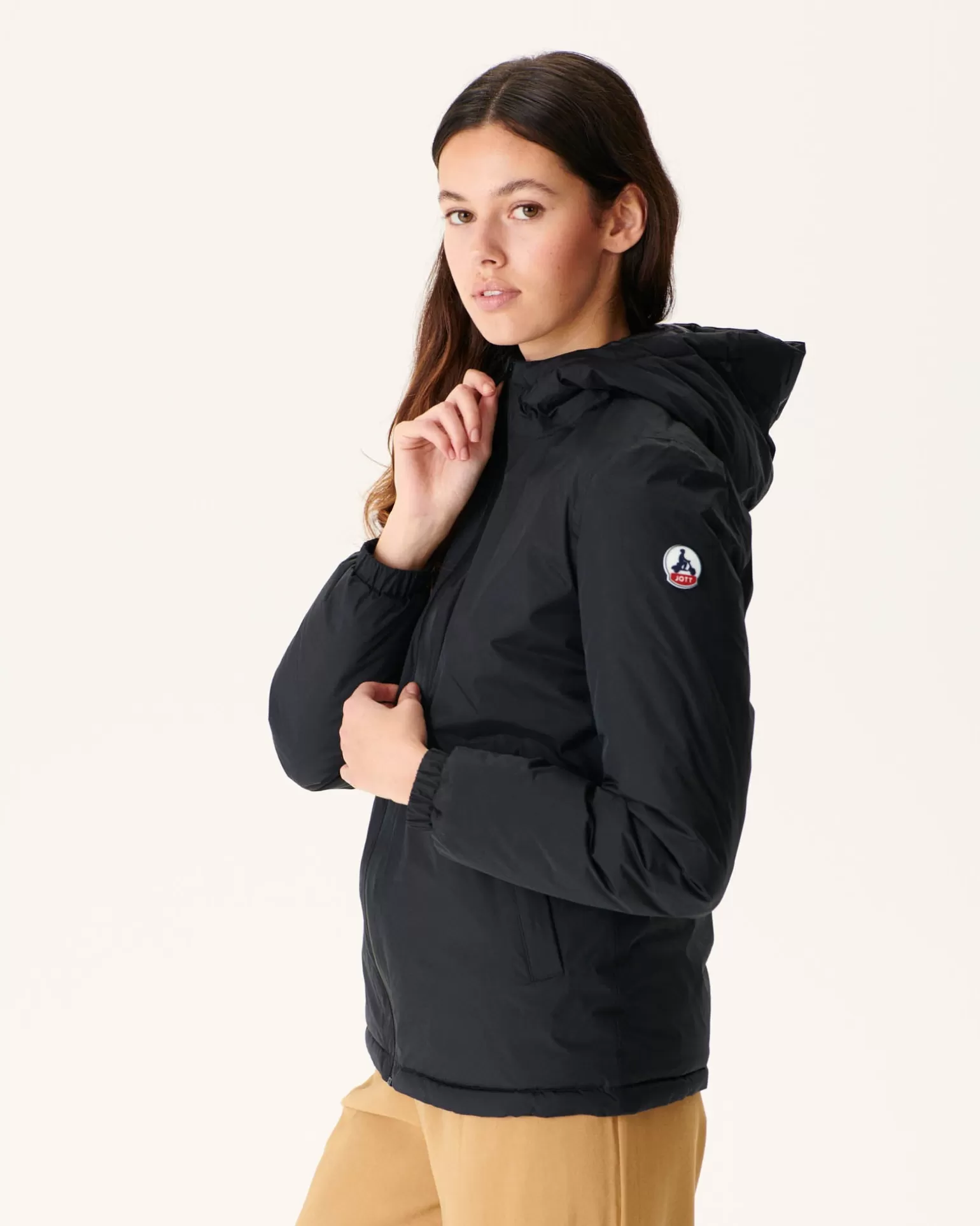 Women JOTT Reversible Hooded Puffer Jacket Noir Vienne