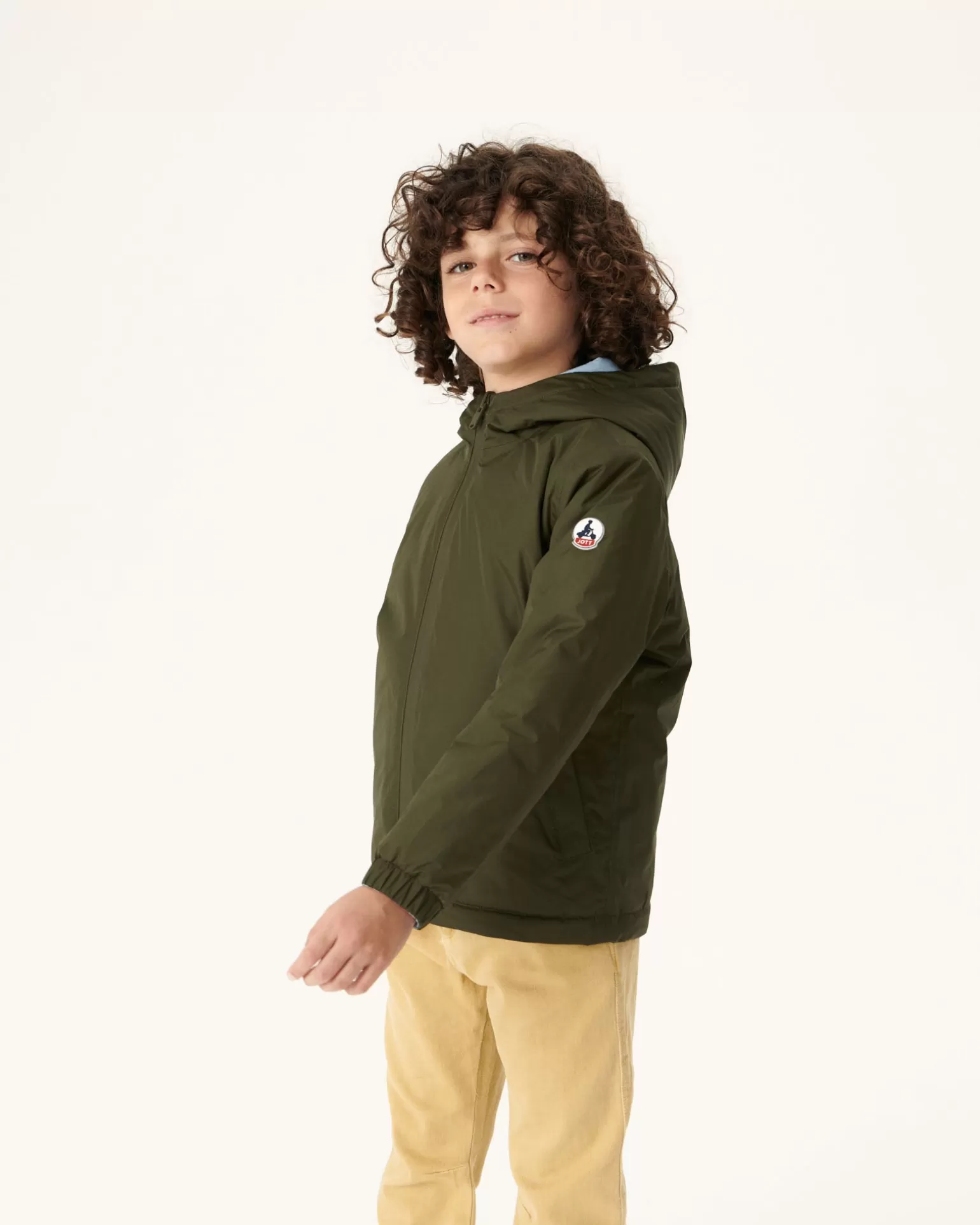 Kids JOTT Reversible Ultralight Down Jacket With Hood Army/Light Blue Child Ross