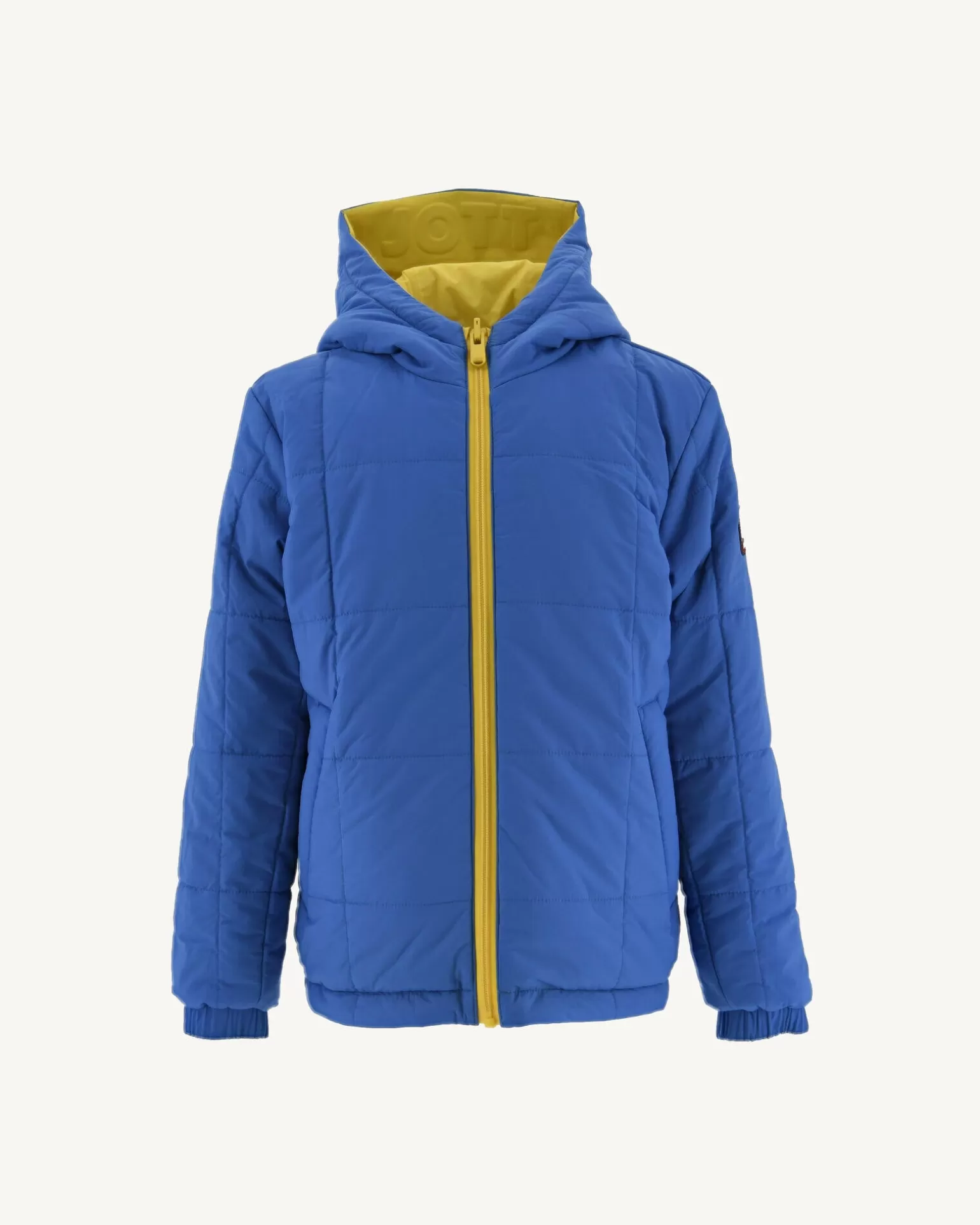 Kids JOTT Reversible Ultralight Hooded Down Jacket Lemon/Azure Child Rosso