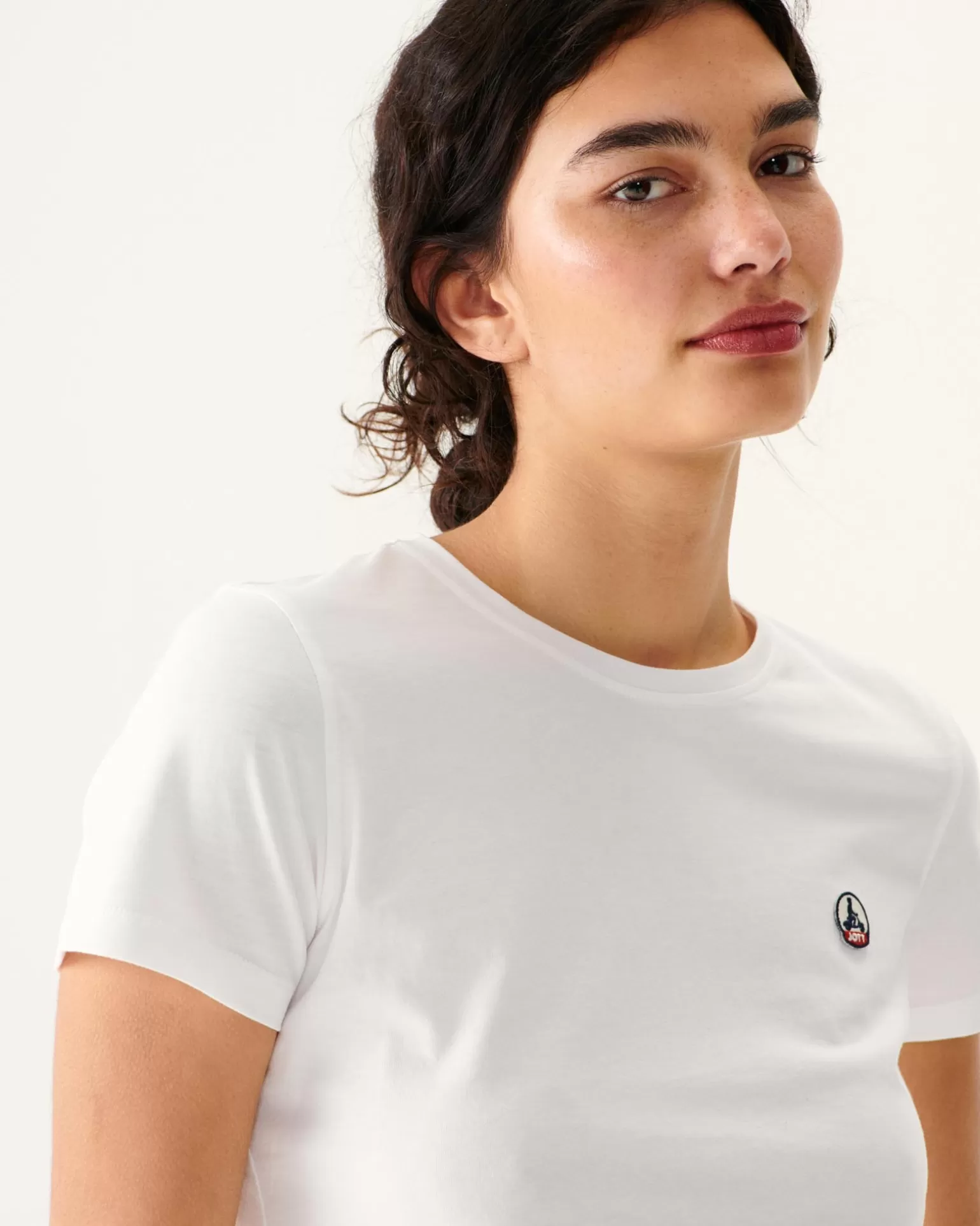 Women JOTT Round Neck T-Shirt White Rosas