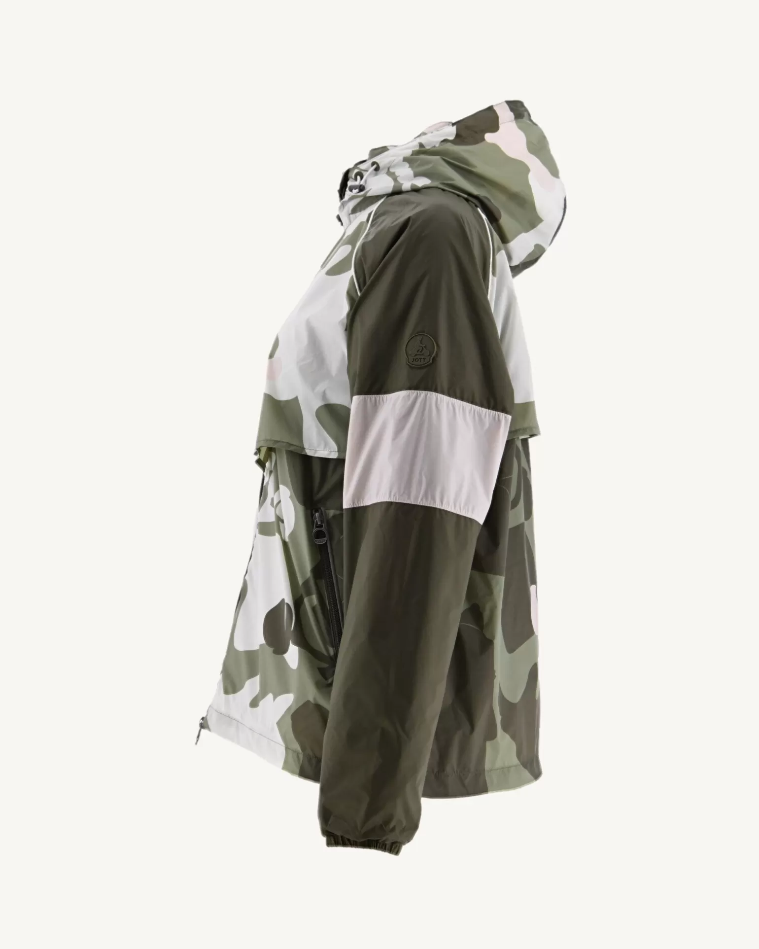 Women JOTT Scirocco Light Khaki Camo Hooded Windbreaker