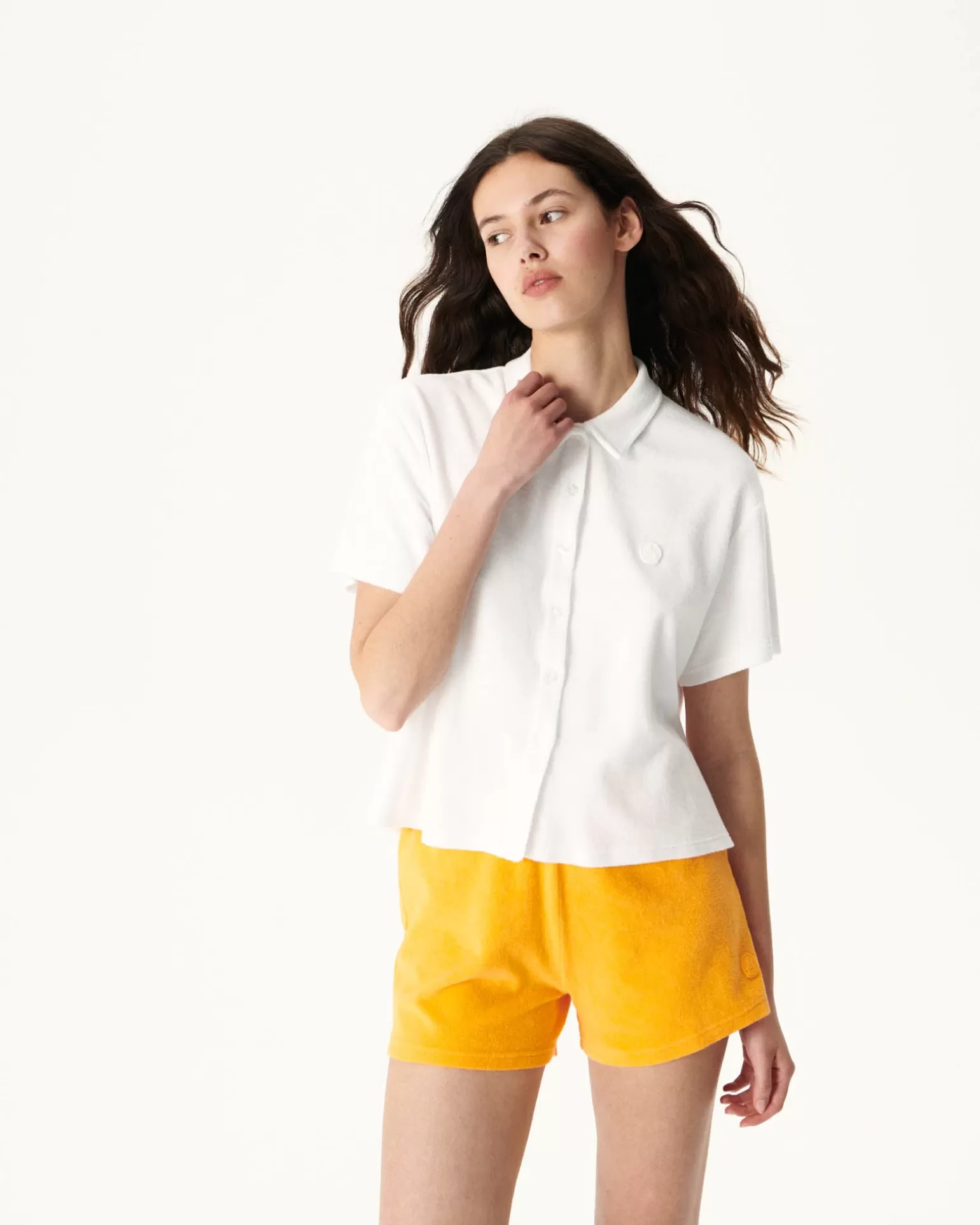 Women JOTT Short Terrycloth Shirt White Nova