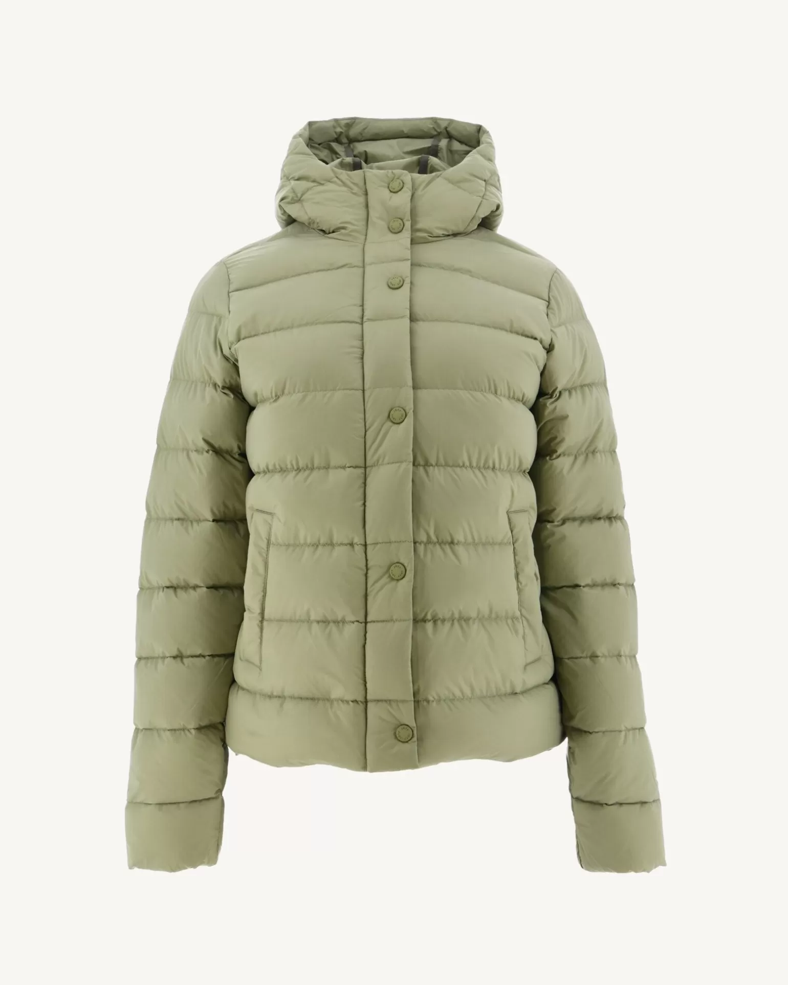 Women JOTT Straight Hooded Down Jacket Light Khaki Jane