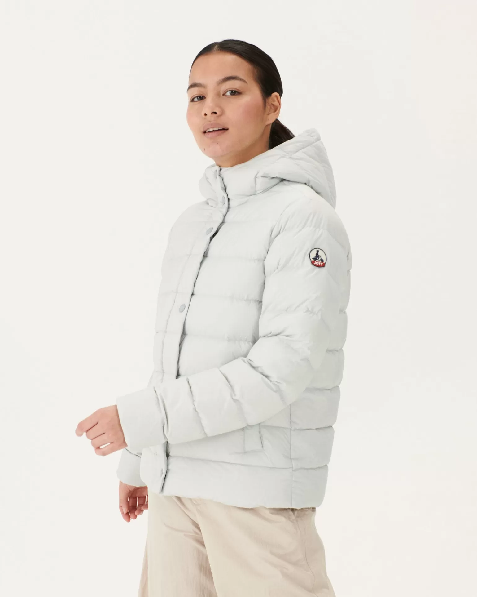 Women JOTT Straight Hooded Padded Jacket Light Gray Jane