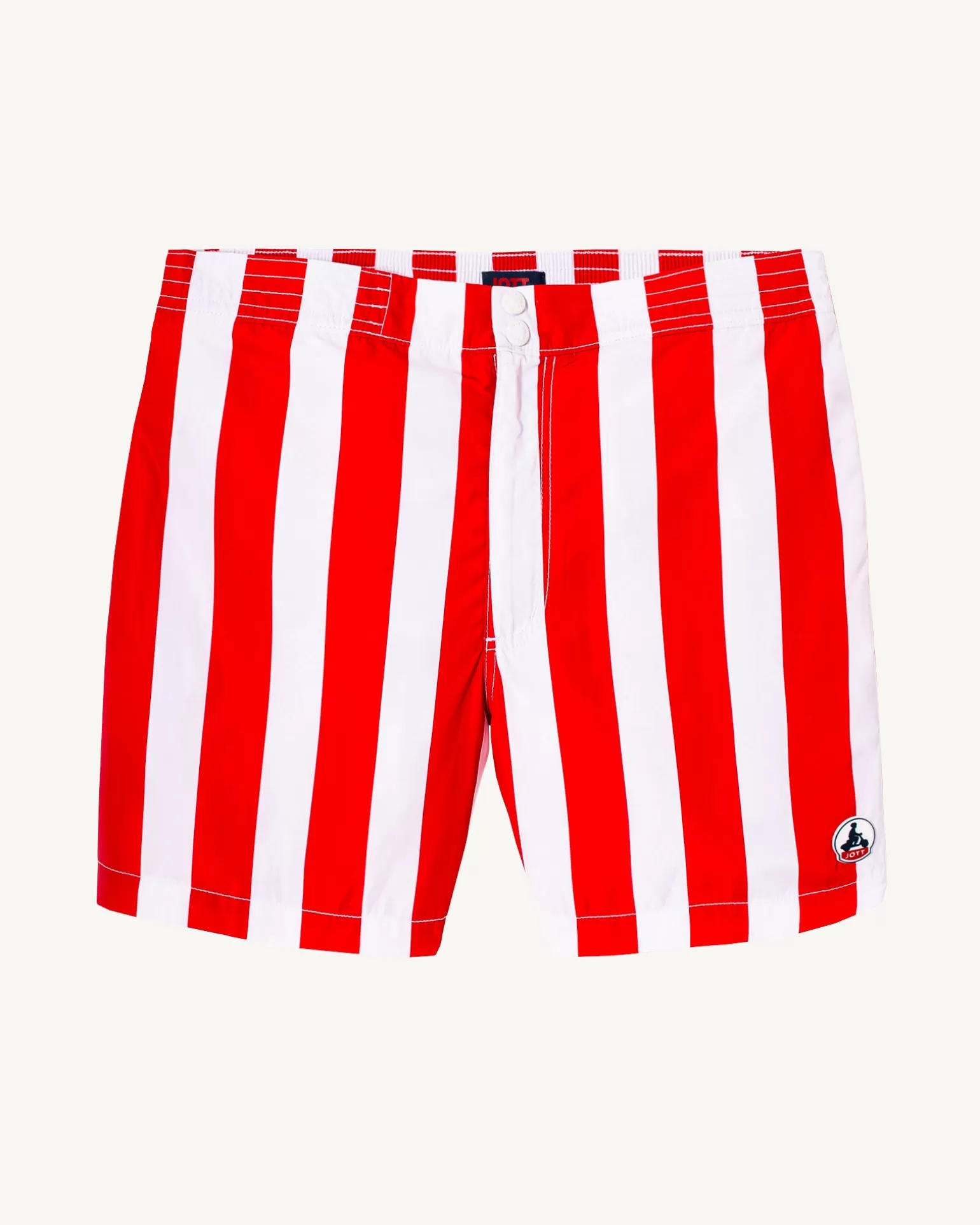 Men JOTT Swim Shorts Bright Red Stripe/White Deauville